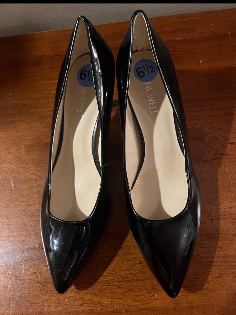 Nine West Black Patent Leather Pointed Toe Pumps Heels Women’s 6.5 Classic